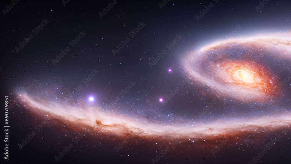 Beautiful illustration of space with spiral galaxy