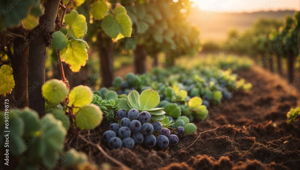Grapes Growing in the Soil