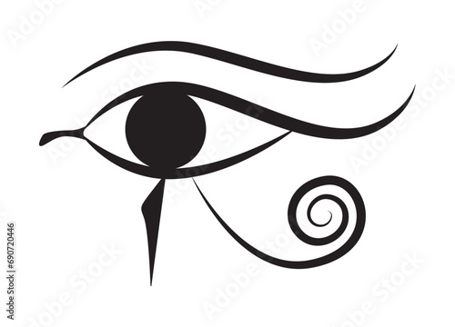 Eye of Horus isolated icon on white background. Egyptian vector illustration.