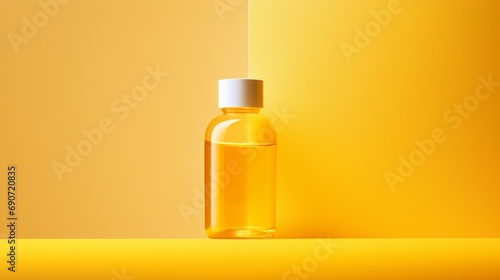  empty bottle of perfume isolated on yellow back ground