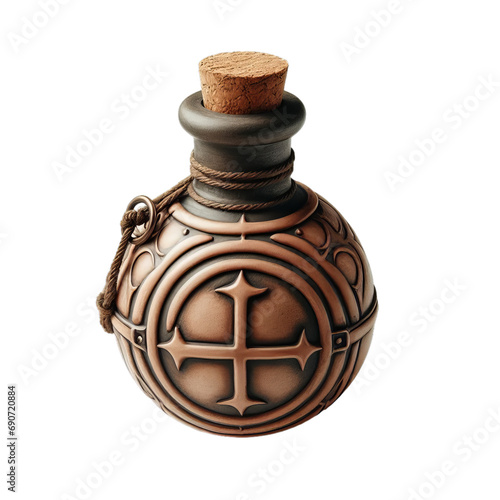 Medieval potion bottle isolated on transparent or white background, png
