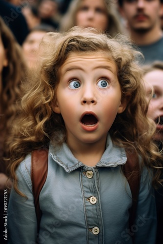 group of children with surprised expressions on their beautiful faces