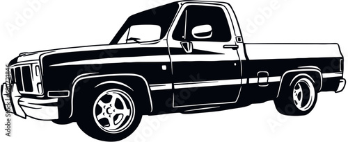 Pickup Truck, Muscle car, Classic car, Stencil, Silhouette, Vector Clip Art - Truck 4x4 Off Road - Off-road car for tshirt and emblem