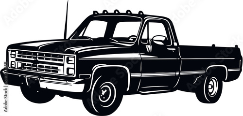 Pickup Truck, Muscle car, Classic car, Stencil, Silhouette, Vector Clip Art - Truck 4x4 Off Road - Off-road car for tshirt and emblem
