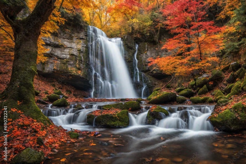 Fototapeta premium waterfall in autumn