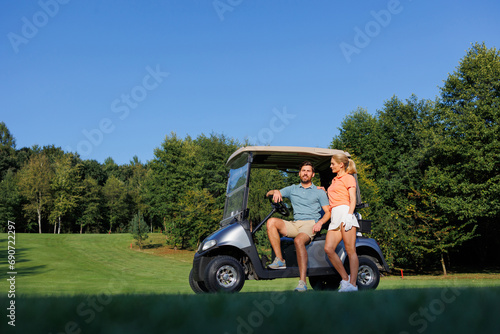 Golf Cart Journey with Young Couple