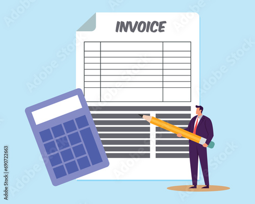 Invoice, bill or total amount to pay for service, charge for price calculation or finance payment system, accounting, quotation and receipt concept