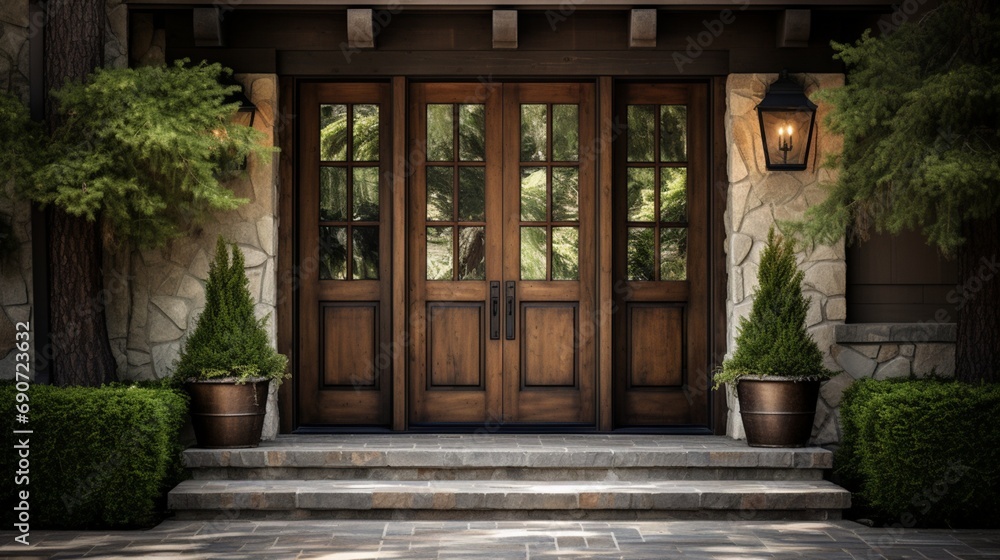 Solid wood, glass, or steel doors can significantly impact the exterior appearance