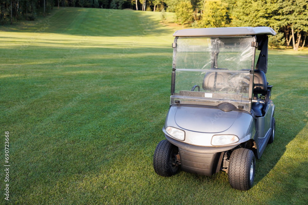 Idyllic Golf Course Scene with Cart
