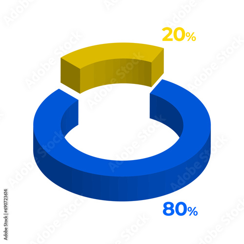20 80 3d donut pie chart illustration eps vector