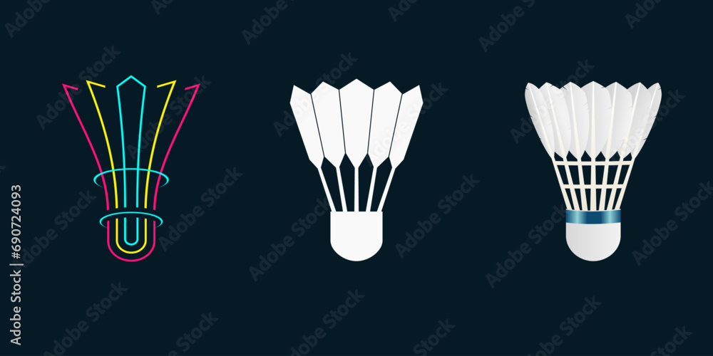 Style variations of badminton shuttlecock vector illustration Style variations of badminton shuttlecock vector illustration