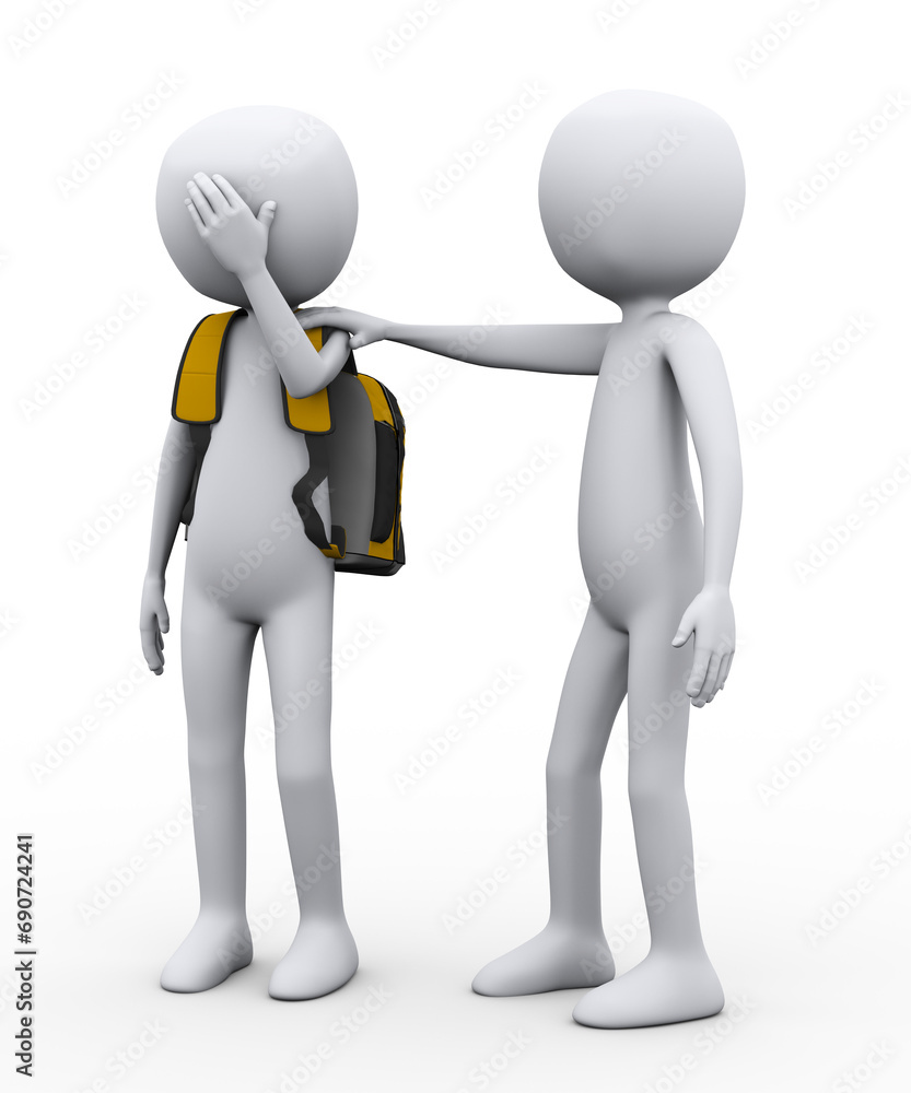 3d student support sympathy to sad failed friend