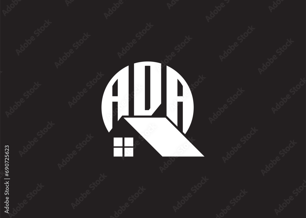 Obraz premium Real Estate Letter ADA Monogram Vector Logo.Home Or Building Shape ADA Logo.