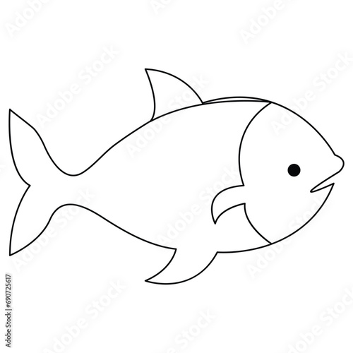 Fish continuous one line art drawing illustration hand drawn sketch style outline vector
