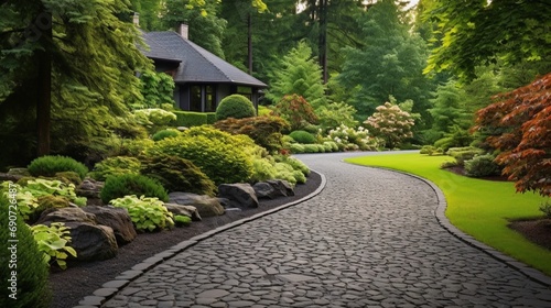 Decide on a paved driveway or a gravel pathway leading to the entrance