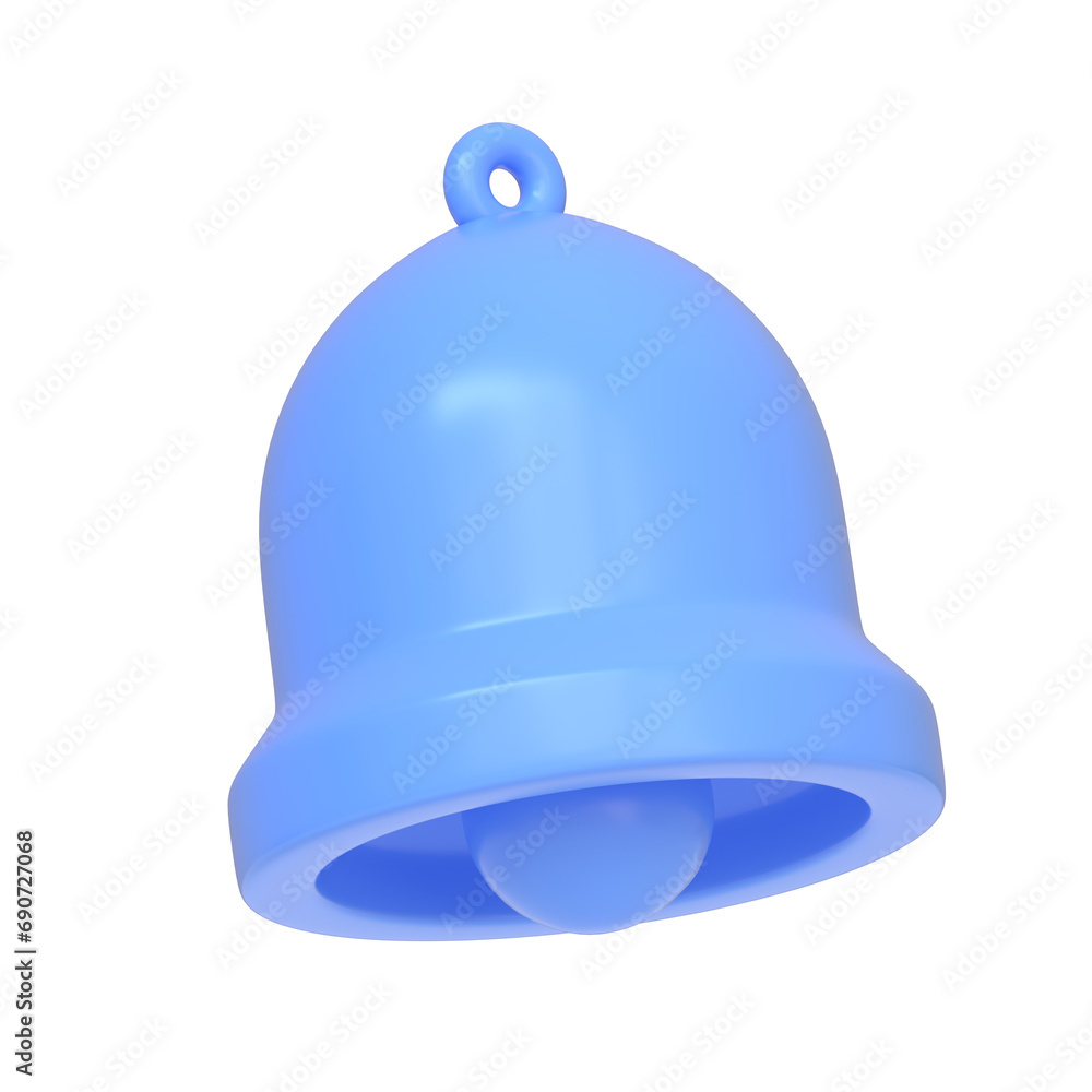 Blue bell icon isolated on white background. 3D icon, sign and symbol. Cartoon minimal style. 3D Render Illustration Blue bell icon isolated on white background. 3D icon, sign and symbol. Cartoon minimal style. 3D Render Illustration