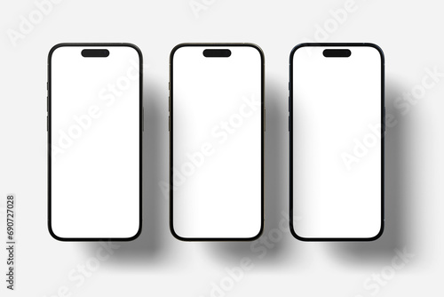Smartphone mockup with blank screens. isolated on white background.