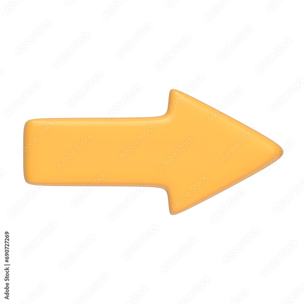 Yellow arrow icon isolated on white background. 3D icon, sign and symbol. Cartoon minimal style. Front view. 3D Render Illustration Yellow arrow icon isolated on white background. 3D icon, sign and symbol. Cartoon minimal style. Front view. 3D Render Illustration