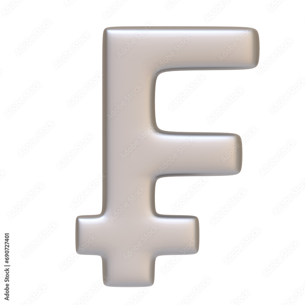 Silver franc sign isolated on white background. 3D icon, sign and symbol. Cartoon minimal style. Front view. 3D Render Illustration Silver franc sign isolated on white background. 3D icon, sign and symbol. Cartoon minimal style. Front view. 3D Render Illustration