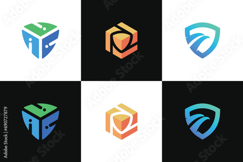 security shield logo concept. internet security logo. logo design collection