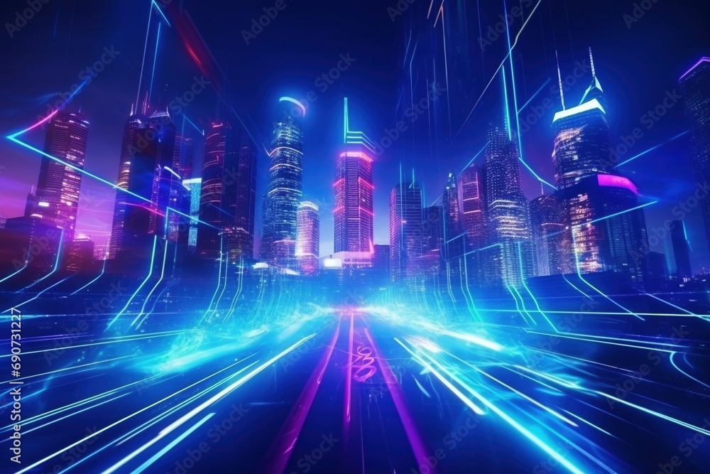 Velocity Horizon: Speed Light Trails Navigate the Skyline of a Futuristic Smart City