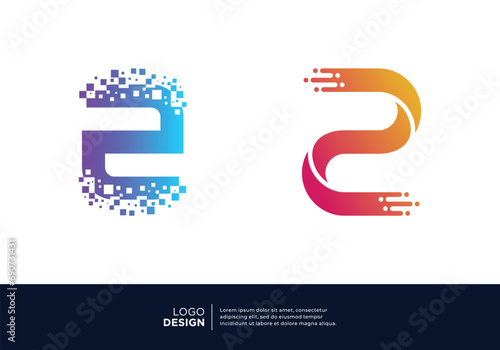 Digital connection letter Z logo design collection.