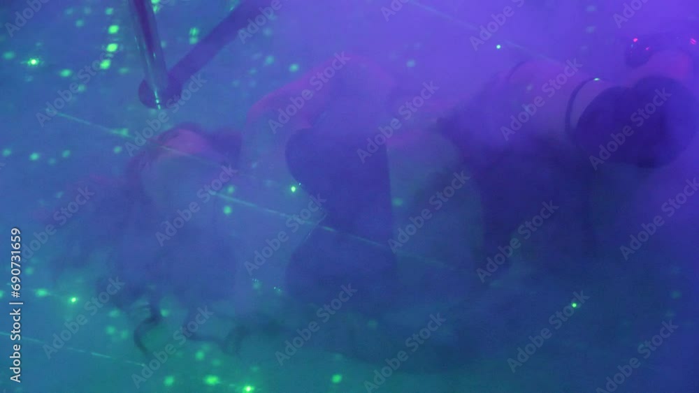 Vidéo Stock Sexy woman dances a pole dance in a disco club. Erotic