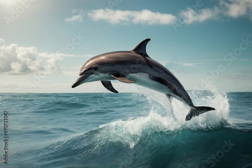 A Playful Dolphin Leaping Above the Waves © Usman