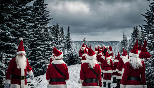 Obraz na płótnie Many Santa Clauses w salonie