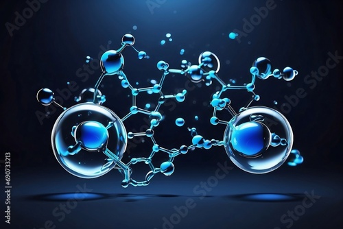 Blue and Black Background with Bubbles and Water