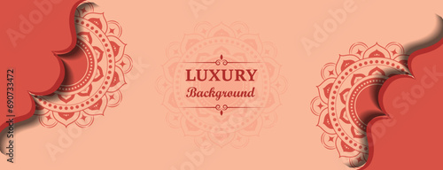 A gold and black background with a gold mandala design that says luxury background