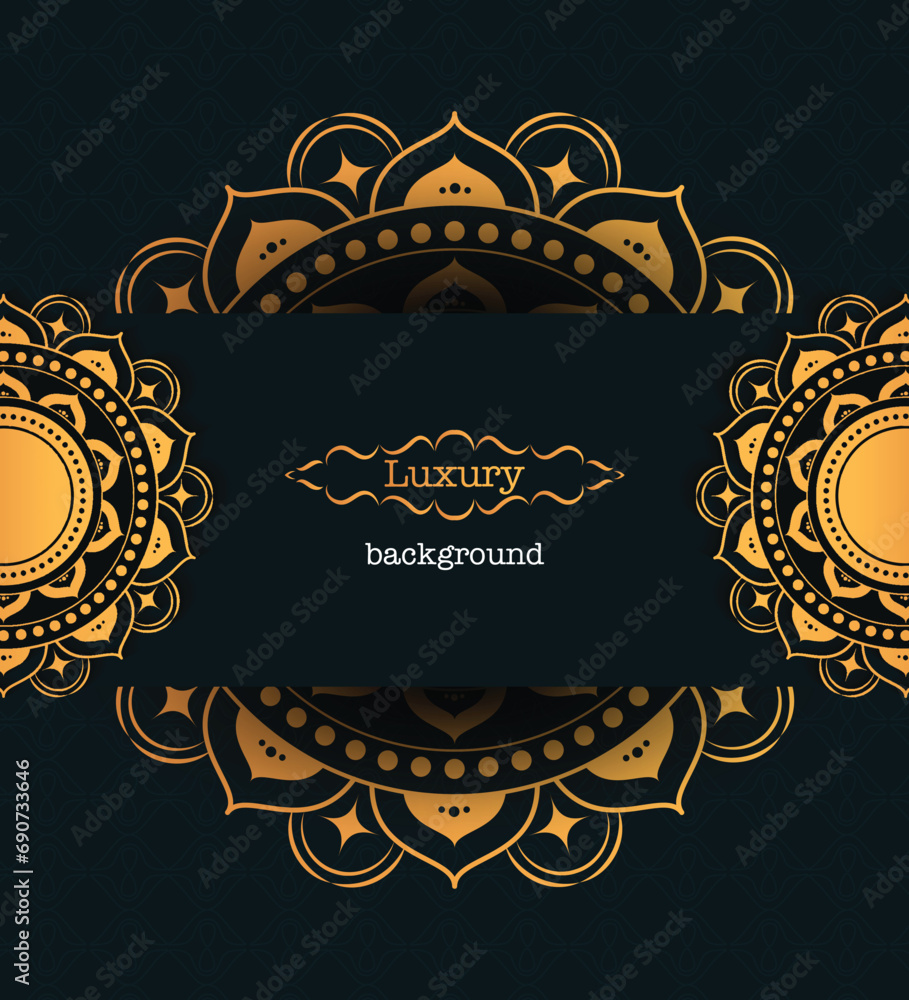 A gold and black background with a gold mandala design that says luxury background A gold and black background with a gold mandala design that says luxury background