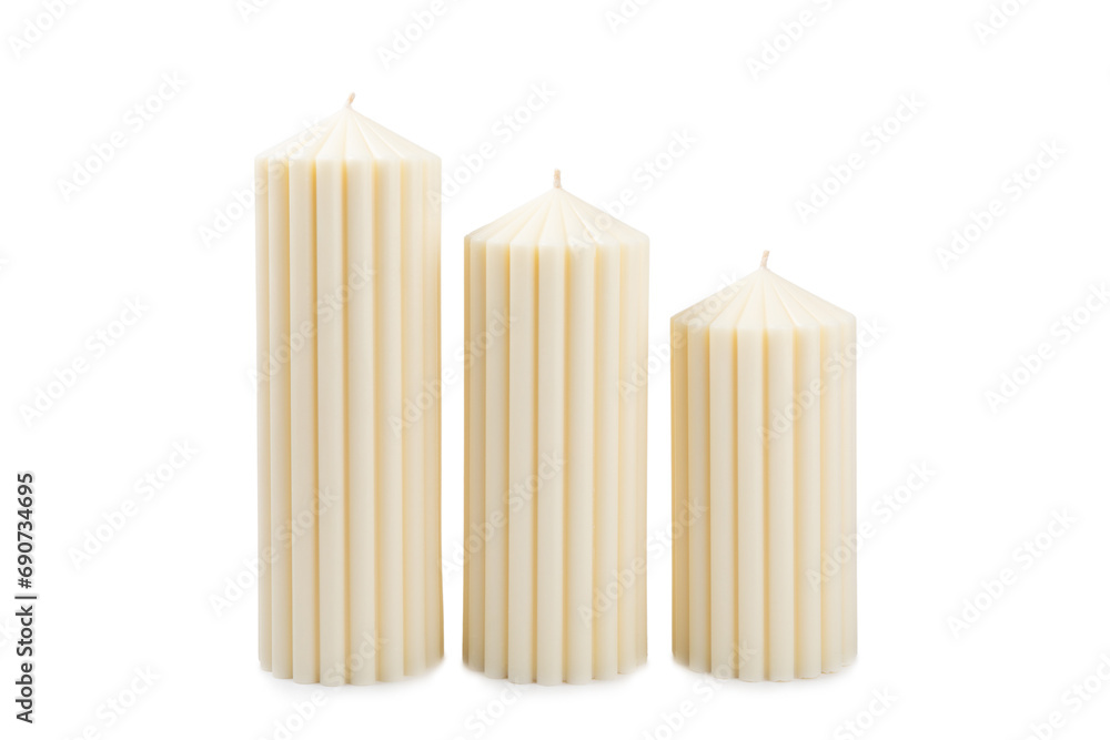 Christmas decoration with candle isolated on white background. New Year and Christmas candles. Home decor. Cozy candles. Present. Xmas candle Celebration. Vacation Christmas decoration with candle isolated on white background. New Year and Christmas candles. Home decor. Cozy candles. Present. Xmas candle Celebration. Vacation