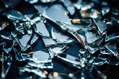 Close-up of shattered glass pieces