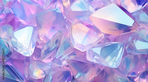 shiny opal iridescent crystals background in the style of rococo pastel colers