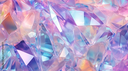 shiny opal iridescent crystals background in the style of rococo pastel colers