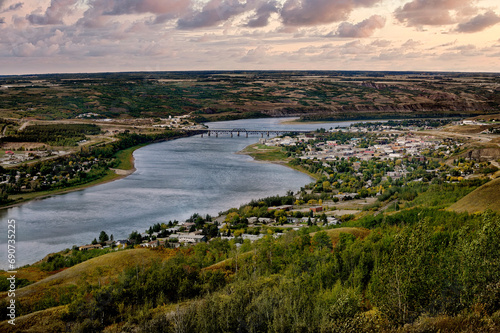 Scenic view of Peace River in Alberta, Canada