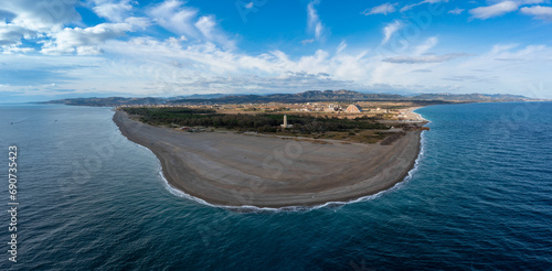 Photos drone landscape view of Punta Alice beach and lighthouse in Calabria