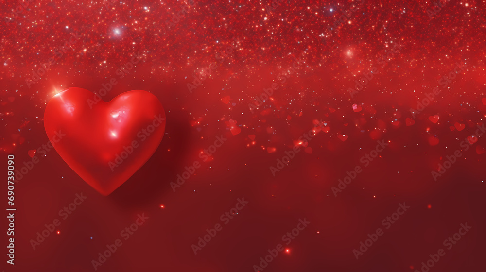 Background red heart shiny texture. red glitter texture. horizontal banner and web poster, Valentine's Day background