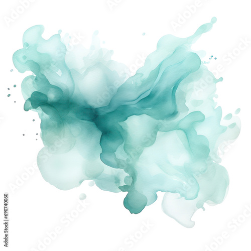 Watercolor Green splash isolated on white background PNG File.