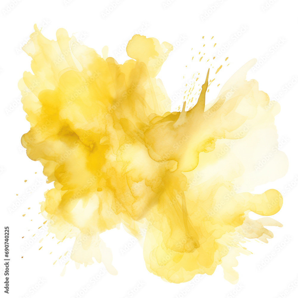 watercolor yellow splash isolated on white background PNG File. Stock ...