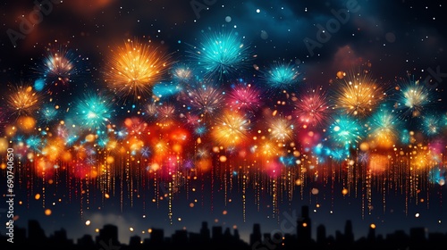 fireworks in the night sky. Generate AI © Busran
