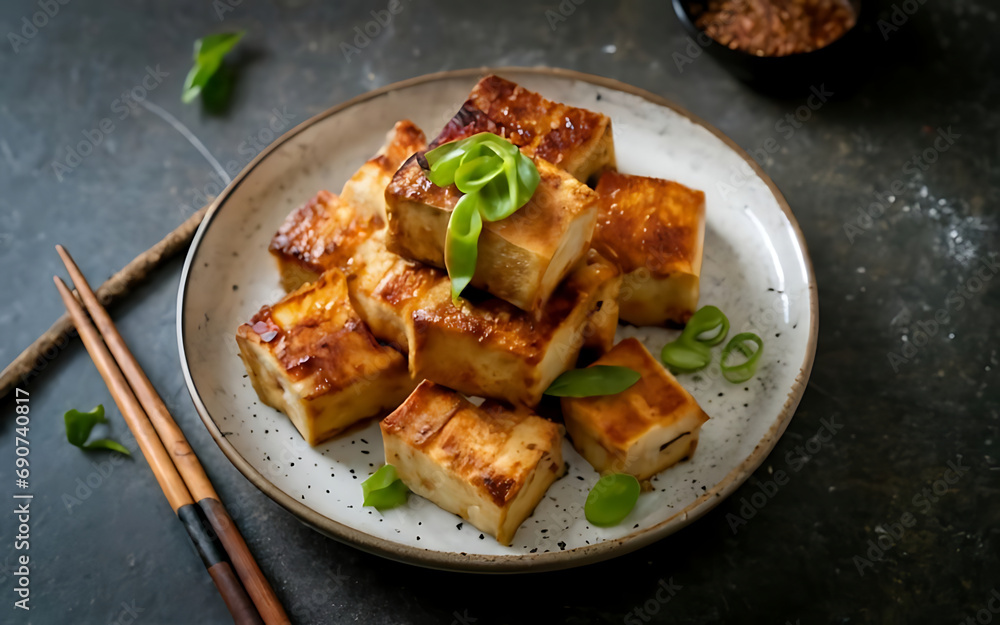 Capture the essence of Stinky Tofu in a mouthwatering food photography shot Generative AI