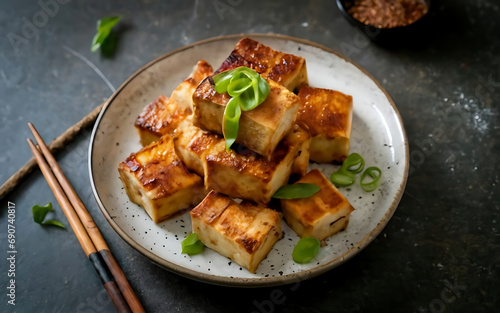 Capture the essence of Stinky Tofu in a mouthwatering food photography shot Generative AI