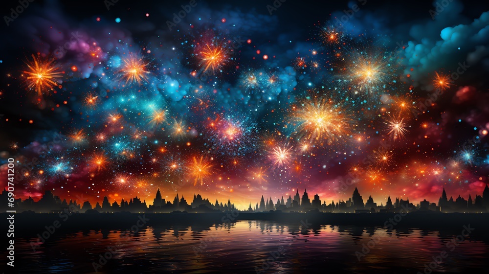 fireworks in the night sky. Generate AI