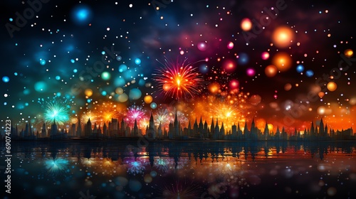 fireworks in the night sky. Generate AI © Busran