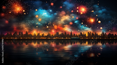 fireworks in the night sky. Generate AI