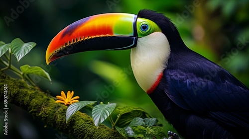 toucan on a branch in jungle