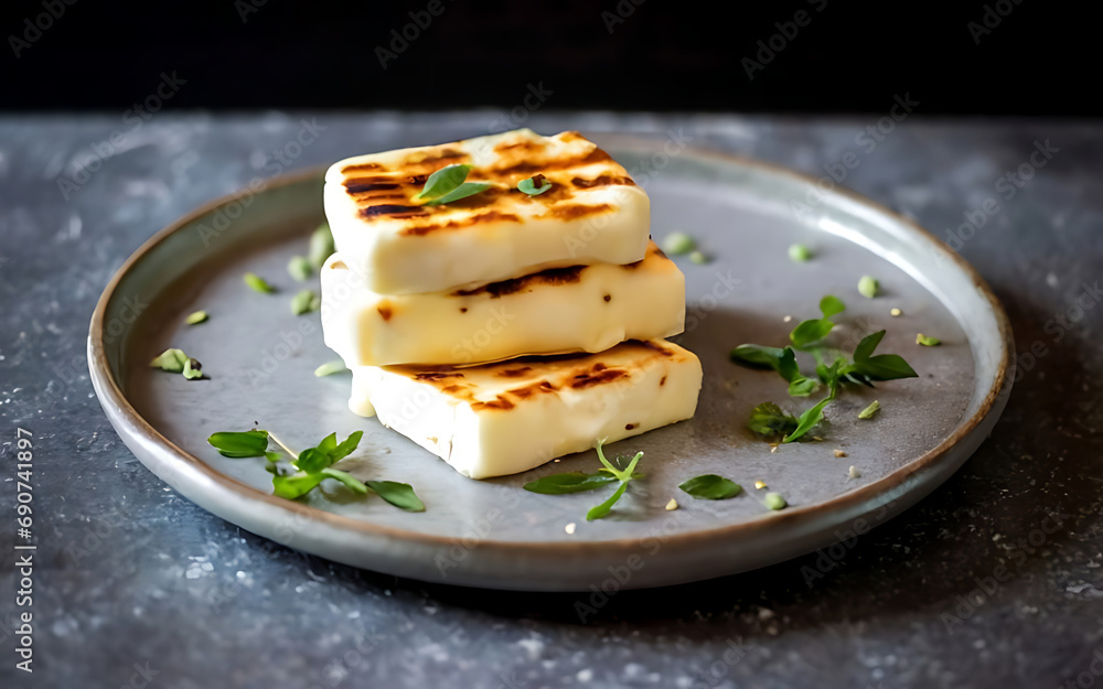 Capture the essence of Haloumi Cheese in a mouthwatering food photography shot Generative AI Capture the essence of Haloumi Cheese in a mouthwatering food photography shot Generative AI