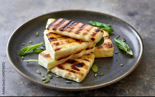 Capture the essence of Haloumi Cheese in a mouthwatering food photography shot Generative AI